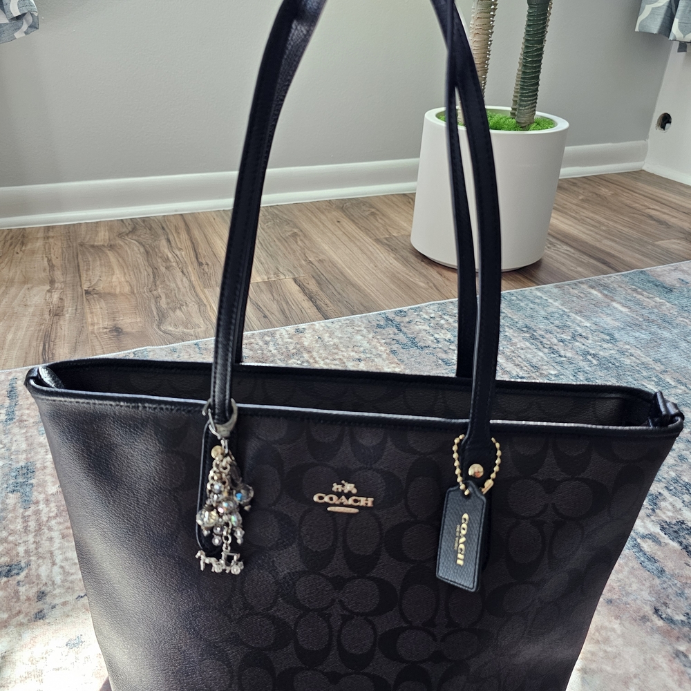 Vintage Coach Black Signature Tote Bag